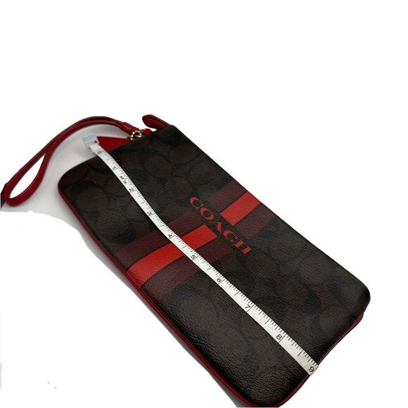 COACH Brown and Red Coated Canvas Wristlet with cardholder - Picture 8 of 8